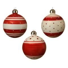 Glob - Glass Stripes and Dots - Christmas Red - mai multe modele