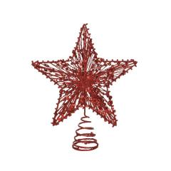 Varf de brad - Iron Glitter Star - Christmas Red