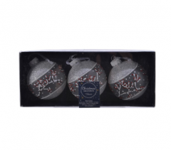 Set 3 globuri - Glass Branch - Berries - Winter White