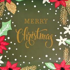 Punga cadou - Gold Glitter Poinsettia Design, XL - mai multe modele