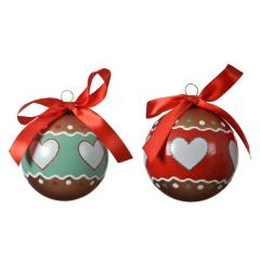 Glob decorativ - Bauble Glass Bow, Hearts, Glitter Dots - doua culori - pret pe bucata