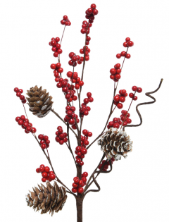 Ornament brad - Red Berry & Pinecone - Red, 30 cm