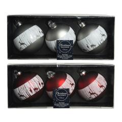 Glob decorativ - Bauble Glass Painting Snow - doua culori - pret pe bucata