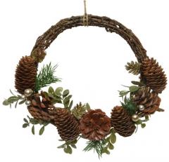 Coronita - Wreath Twig Pinecones, Berries, Tree