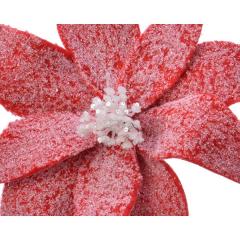 Ornament brad - Poinsettia on Clip Polyester Snow Velvet - doua modele - pret pe bucata