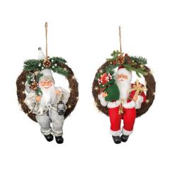 Decoratiune - Micro LED Santa Polyester Sitting Santa Steady BO Indoor - doua modele - pret pe bucata