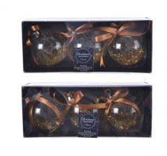 Glob decorativ - Bauble Glass Camel Brown Bow & Sequins - mai multe modele