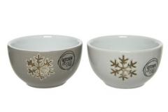 Bol - Stoneware Bowl Shiny Glaze Metallic Glaze Snowflake - doua culori - pret pe bucata