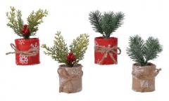 Decoratiune de Craciun - Pine Spray Frost In Pot - mai multe modele - pret pe bucata