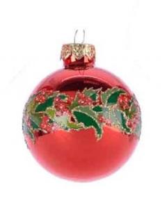 Glob decorativ - Bauble Glass Holly Berry - Ghirlanda