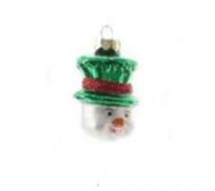 Decoratiune pentru brad - Figure Glass - Snowman Green Hat - Om De Zapada Cu Palarie Verde