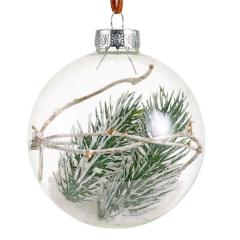 Glob decorativ - Bauble Glass Branches/Green - Brad