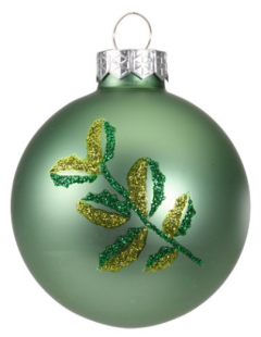 Glob decorativ - Bauble Glass Sage Green Mat - Leaf - Verzui / Crenguta