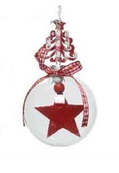 Glob decorativ - Bauble Glass - Felt Red Star - Stea Din Fetru