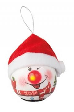 Glob decorativ - LED Bauble Foam Snowman Red Hat - LED Om De Zapada Cu Fes Rosu