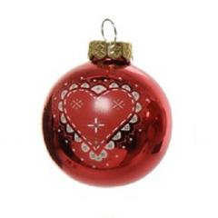 Glob decorativ - Bauble Glass Christmas Red - Heart - Rosu / Inima