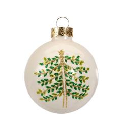 Glob decorativ - Bauble Glass Wool White Mat - Leaf - Alb / Vasc