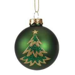 Glob decorativ - Bauble Glass Green Mat - Tree - Verde / Bradut
