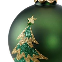Glob decorativ - Bauble Glass Green Mat - Tree - Verde / Bradut