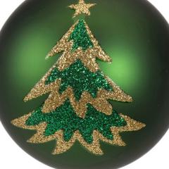 Glob decorativ - Bauble Glass Green Mat - Tree - Verde / Bradut