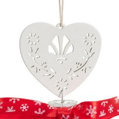 Glob decorativ - Bauble Glass - Felt White Snowflake - Fulg Alb Din Fetru