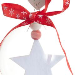 Glob decorativ - Bauble Glass - Felt White Star - Stea Alba Din Fetru