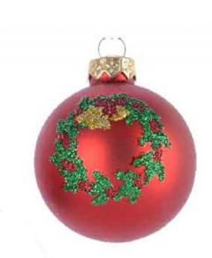 Glob decorativ - Bauble Glass Poinsettia Wreath - Coronita