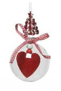 Glob decorativ - Bauble Glass - Red Heart - Inima Din Fetru