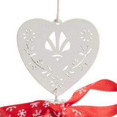 Glob decorativ - Bauble Glass - Felt White Heart - Inima Alba Din Fetru