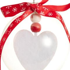 Glob decorativ - Bauble Glass - Felt White Heart - Inima Alba Din Fetru