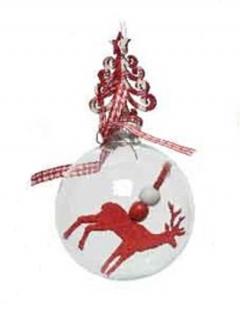 Glob decorativ - Bauble Glass - Felt Red Deer - Caprior Din Fetru