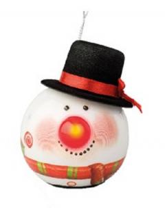 Glob decorativ - LED Bauble Foam Snowman Black Hat - LED Om De Zapada Cu Palarie Neagra