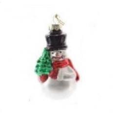Decoratiune pentru brad - Figure Glass - Snowman With Tree - Om De Zapada Cu Bradut