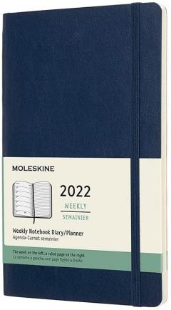 Agenda 2022 - 12-Month Weekly Planner - Large, Soft Cover - Sapphire Blue