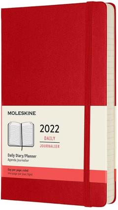 Agenda 2022 - 12-Month Daily Planner - Large, Hard Cover - Scarlet Red