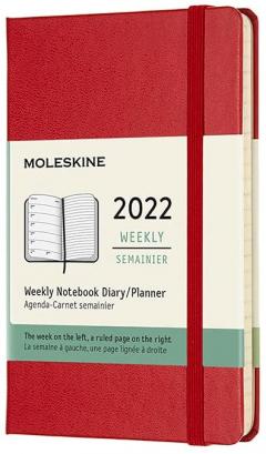 Agenda 2022 - 12-Month Weekly Planner - Pocket, Hard Cover - Scarlet Red