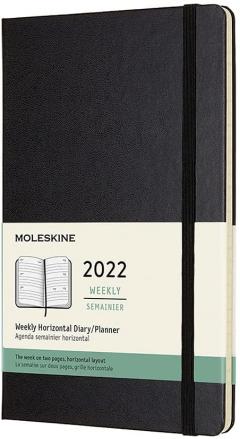 Agenda 2022 - 12-Month Weekly Horizontal Planner - Large, Hard Cover - Black