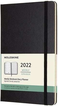 Agenda 2022 - 12-Month Weekly Planner - Large, Hard Cover - Black