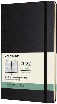 Agenda 2022 - 12-Month Weekly Vertical Planner - Large, Hard Cover - Black