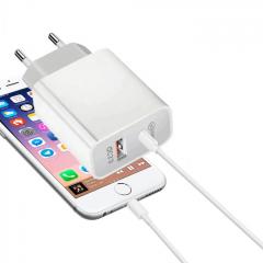 Incarcator Retea Lemontti PD Type-C + USB Quick Charge 20W 3.4A max Alb