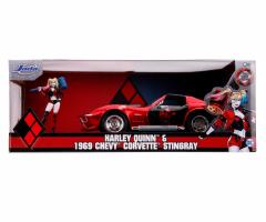 Set masinuta cu figurina -  Harley Quinn & 1969 Chevy Corvette Stingray, 1:24