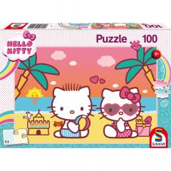 Puzzle 100 de piese - Distractie la plaja cu Kitty