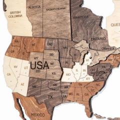 Harta lumii din lemn 3D - Multicolor Basic L