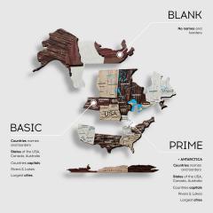 Harta lumii din lemn 3D - Cappuccino Basic L