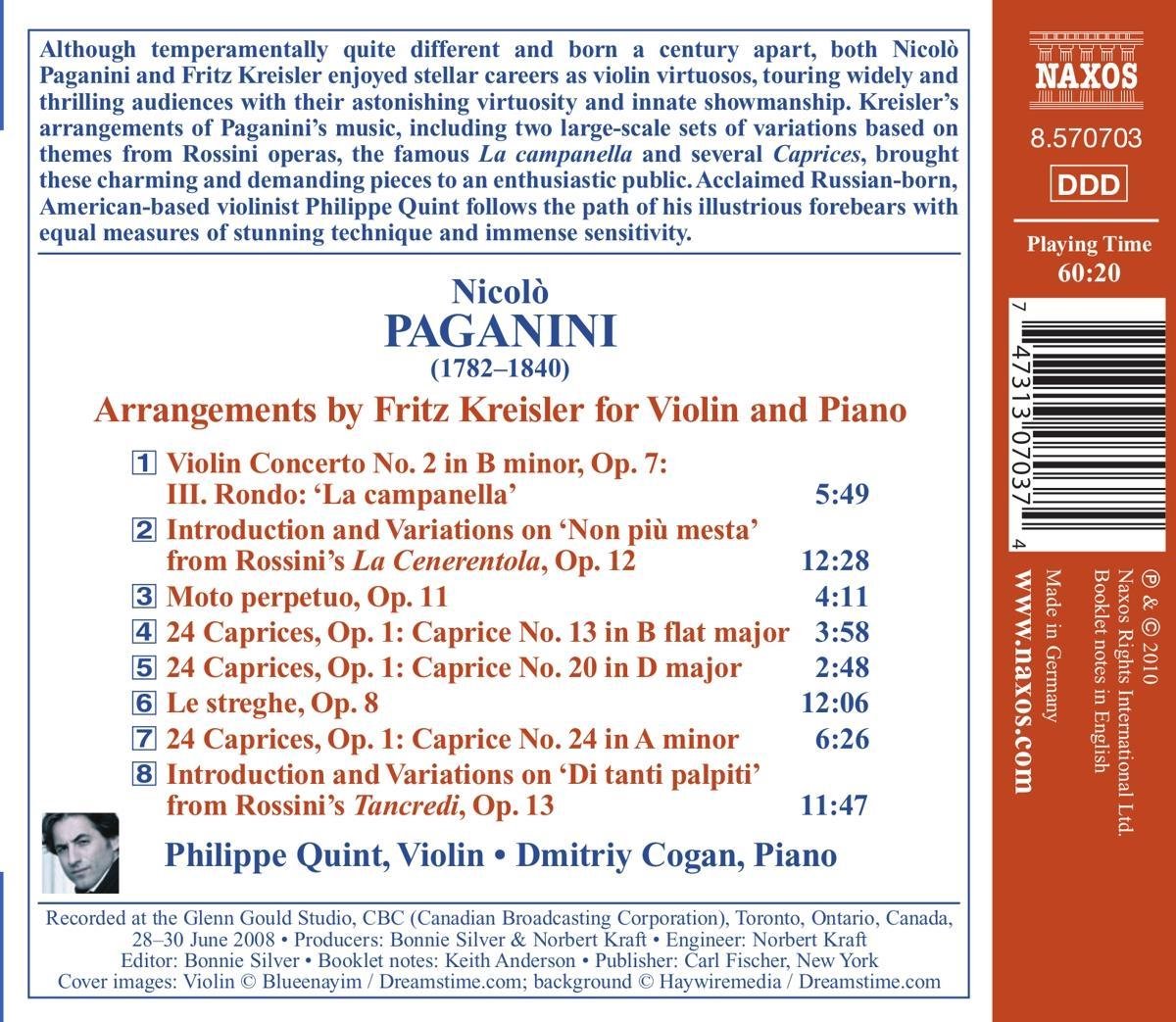 2 Pieces: La Campanella and Moto Perpetuo Violin and Piano - Nicolo  Paganini