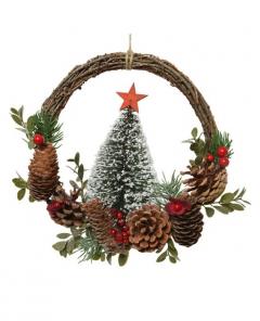Decoratiune Craciun - coronita cu conuri de brad - Wreath Twig