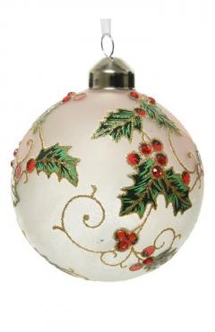 Glob de Craciun - Bauble Glass Holly Diamonds