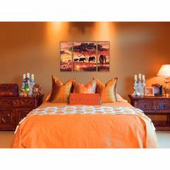 Kit pictura cu numere - Triptic - Africa - Elephant Caravan, 50x80 cm