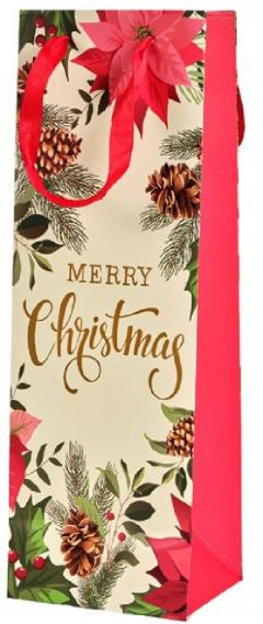 Punga cadou pentru sticle - Poinsettia - doua modele - pret pe bucata
