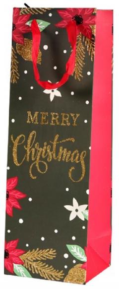 Punga cadou pentru sticle - Poinsettia - doua modele - pret pe bucata